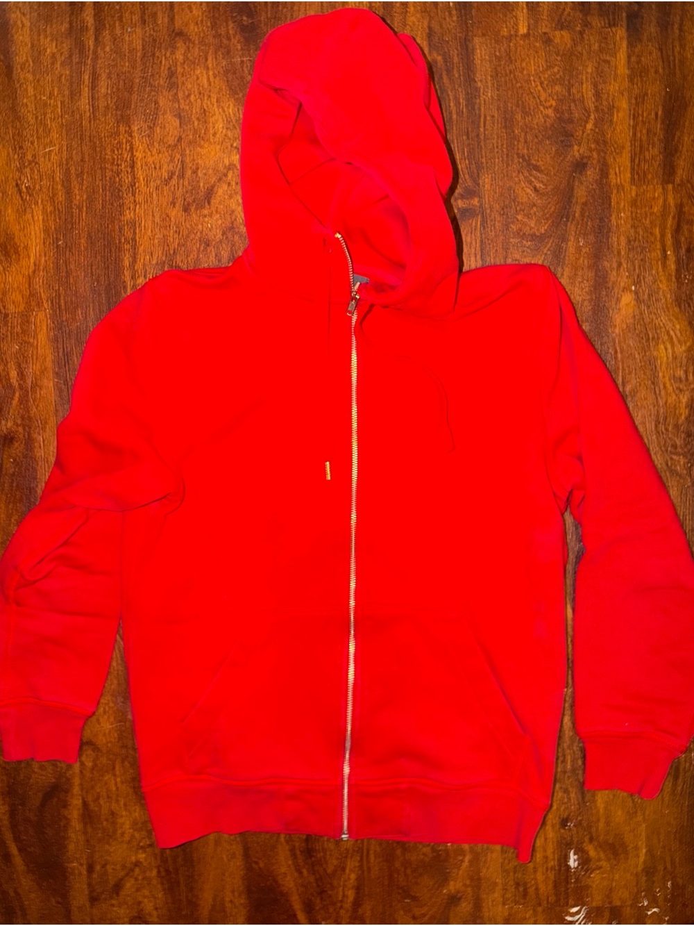 Men's Red Fleece Full Zip Hooded Hoodie Sweatshirt Pockets Size S